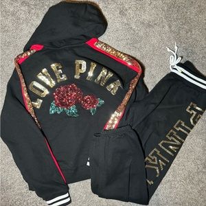 Sequin love pink rose set